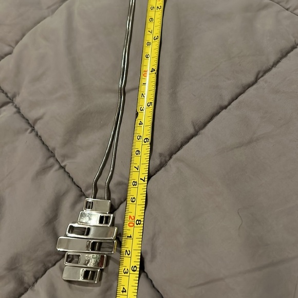 80s Vintage Slider Necklace Geometric Shapes Slide up and down on Chain 9.5 inch - Picture 6 of 6